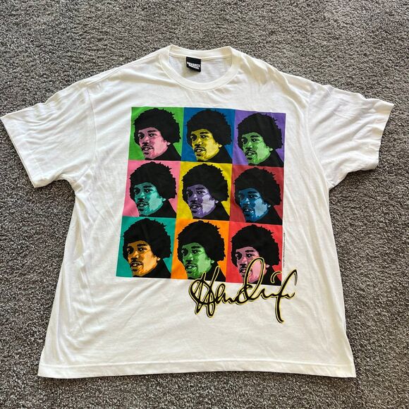 Vintage Y2K 2008 Jimi Hendrix Rocks Pop Art T Shirt White Mens Size XL - Picture 1 of 9